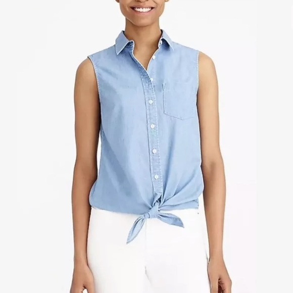 J. Crew Tops - J. Crew Chambray Tie Front Tank Top